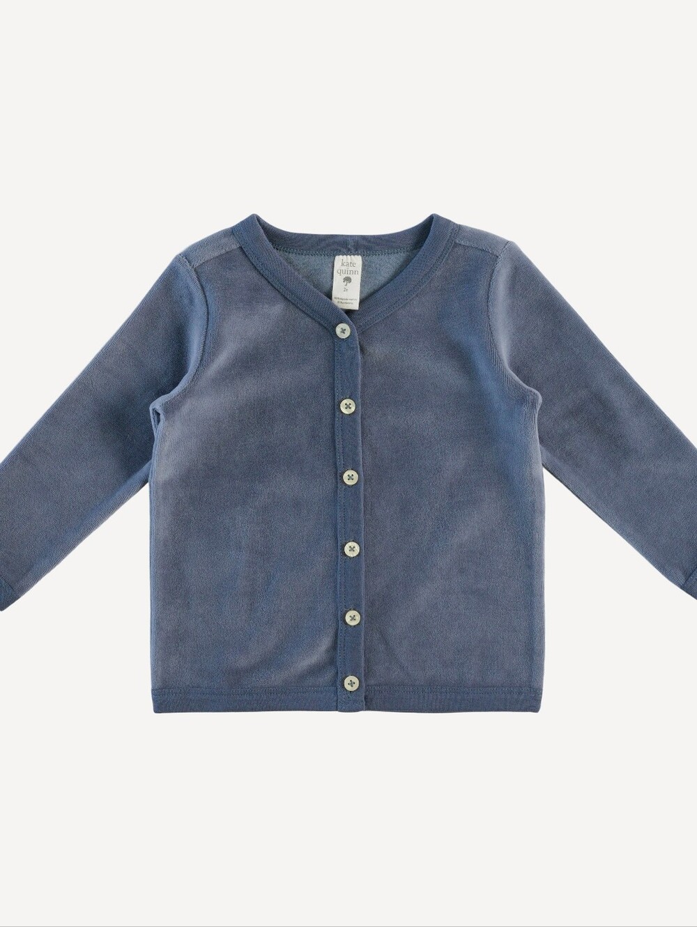 3T Kate Quinn Ketti Cardigan V-neck Stone Blue Cotton Velour